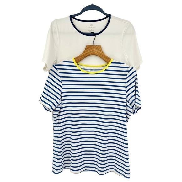 Lands’ End Two Swim Shirt UPF Protection RashGuard Nautical Size M - Picture 1 of 8